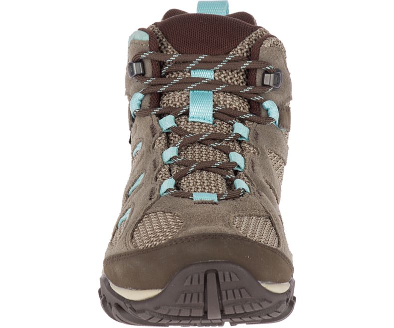 Merrell Yokota 2 Mid Vanntette Fjellsko Dame Brune Lyse Blå | 35411W-1HB