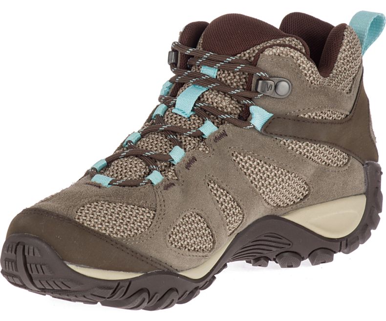 Merrell Yokota 2 Mid Vanntette Fjellsko Dame Brune Lyse Blå | 35411W-1HB